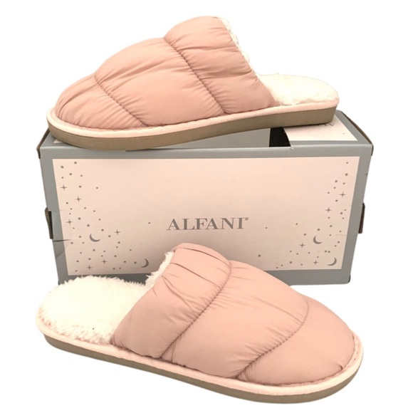 Alfani Shoes - Alfani Women's Puffer Slide Boxed Slippers Gray Rose Size Large 9-10